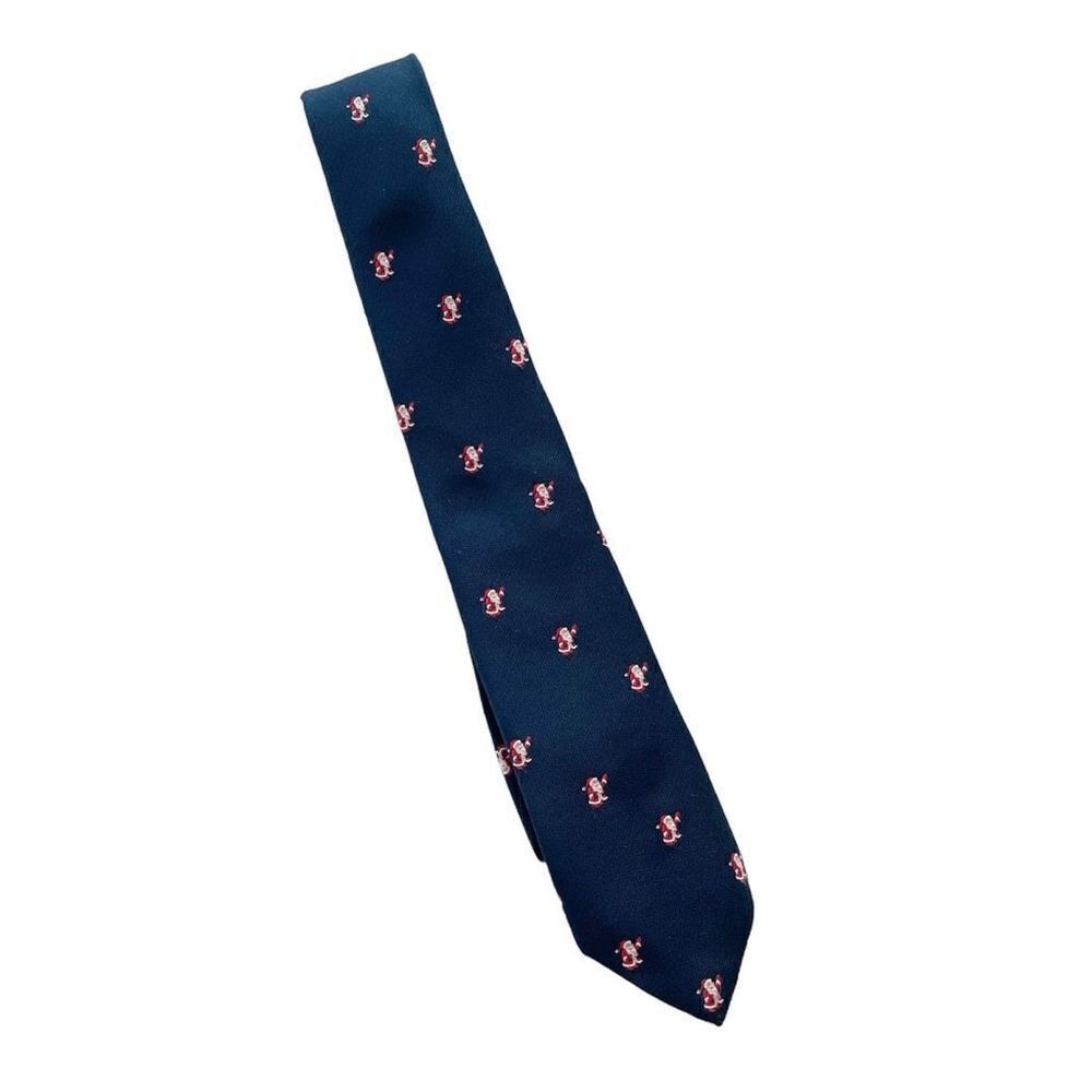 Cape Cod Neckwear Santa Tie Navy Blue Embroidered